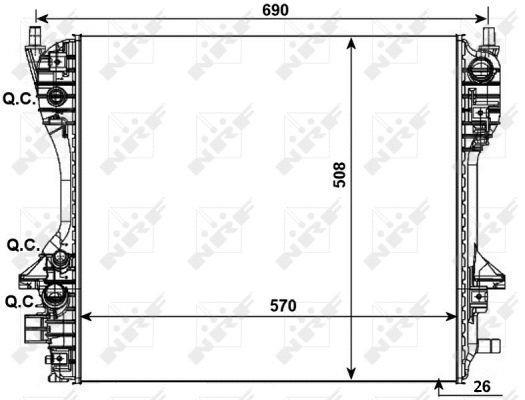 Radiador, refrigeración del motor NRF B.V. ref. 53012