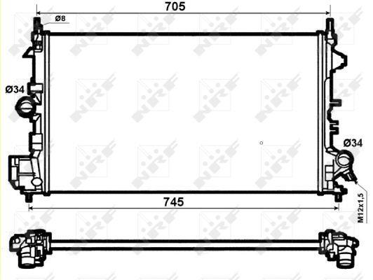 Radiateur moteur (Radiateur de refroidissement) NRF B.V. 53074