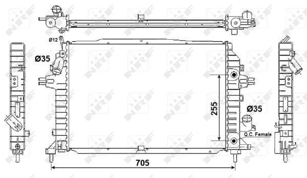 Radiador, refrigeración del motor NRF B.V. ref. 53082