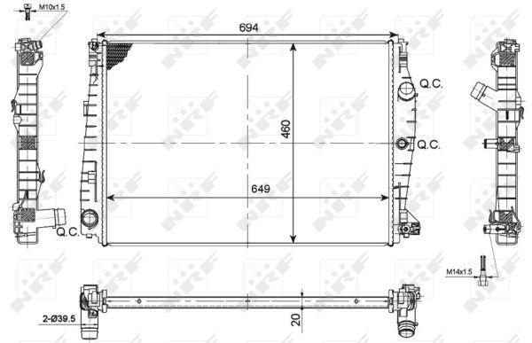 Radiador, refrigeración del motor NRF B.V. ref. 53114