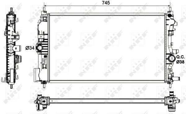 Radiador, refrigeración del motor NRF B.V. ref. 53129