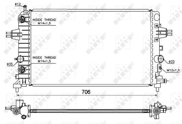 Radiador, refrigeración del motor NRF B.V. ref. 53144