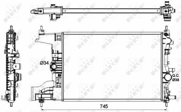 Radiador, refrigeración del motor NRF B.V. ref. 53148