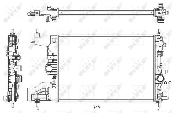 Radiador, refrigeración del motor NRF B.V. ref. 53155