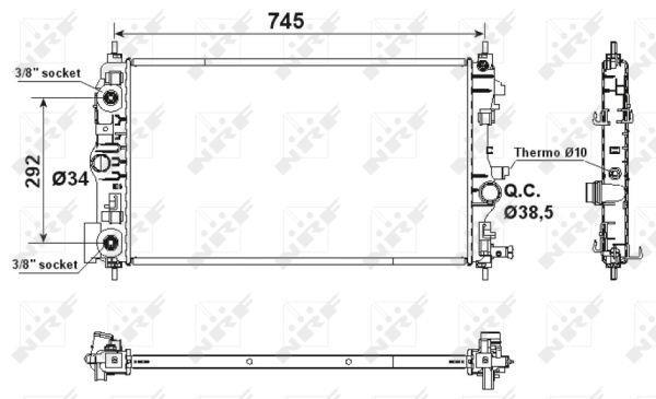 Radiador, refrigeración del motor NRF B.V. ref. 53159