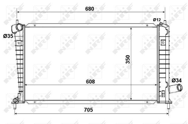 Radiador, refrigeración del motor NRF B.V. ref. 53189