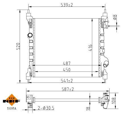 Radiateur moteur (Radiateur de refroidissement) NRF B.V. 53195A