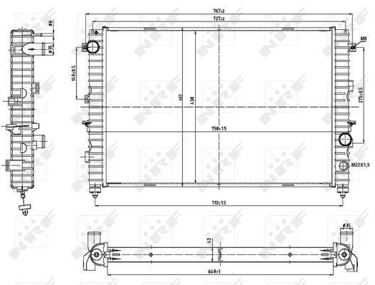 Radiador, refrigeración del motor NRF B.V. ref. 53197