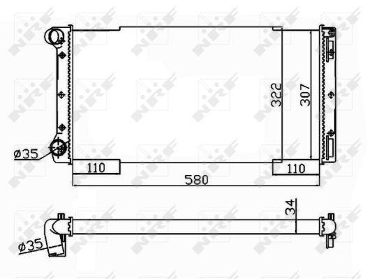 Radiador, refrigeración del motor NRF B.V. ref. 53229