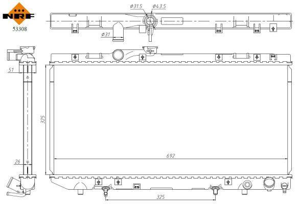 Radiador, refrigeración del motor NRF B.V. ref. 53308