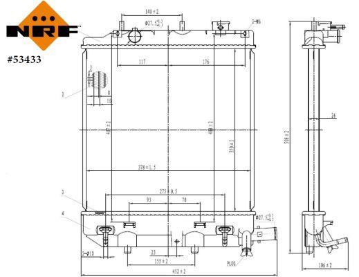 Radiador, refrigeración del motor NRF B.V. ref. 53433