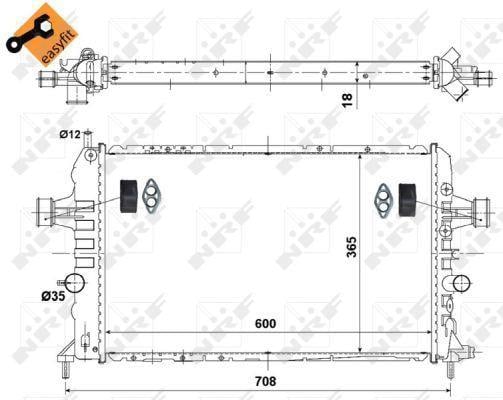 Radiador, refrigeración del motor NRF B.V. ref. 53442