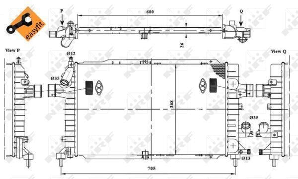 Radiador, refrigeración del motor NRF B.V. ref. 53447