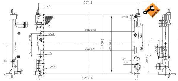 Radiador, refrigeración del motor NRF B.V. ref. 53455