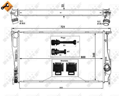 Radiador, refrigeración del motor NRF B.V. ref. 53472