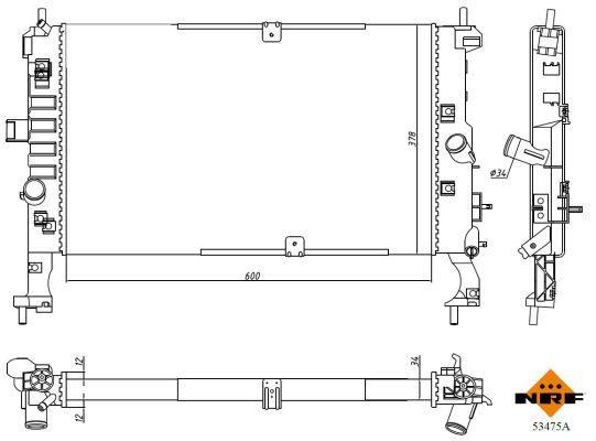 Radiateur moteur (Radiateur de refroidissement) NRF B.V. 53475A