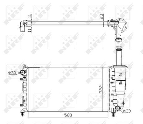 Radiateur moteur (Radiateur de refroidissement) NRF B.V. 53601A