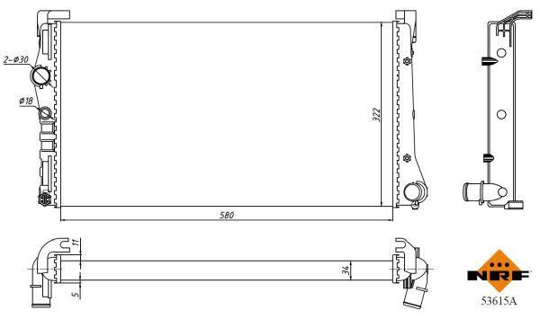 Radiateur moteur (Radiateur de refroidissement) NRF B.V. 53615A