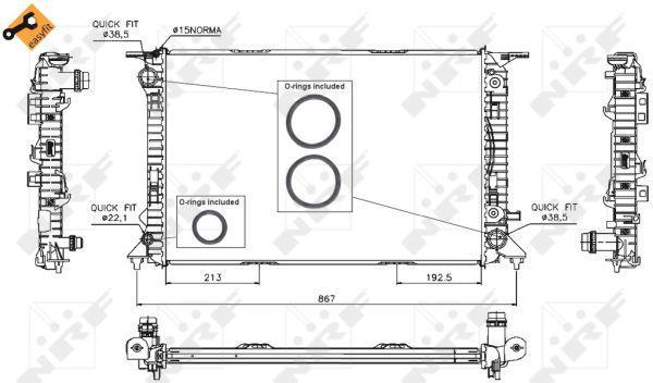 Radiador, refrigeración del motor NRF B.V. ref. 53719