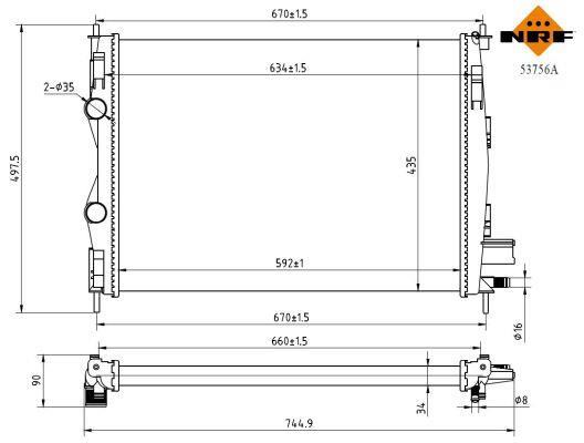 Radiateur moteur (Radiateur de refroidissement) NRF B.V. 53756A
