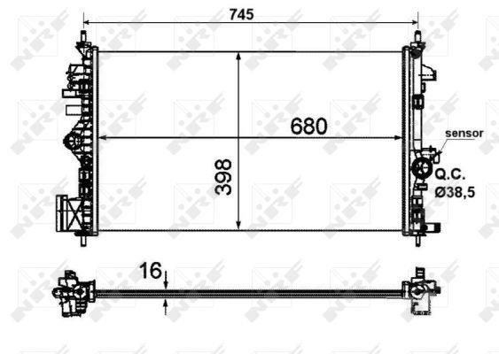Radiador, refrigeración del motor NRF B.V. ref. 53773