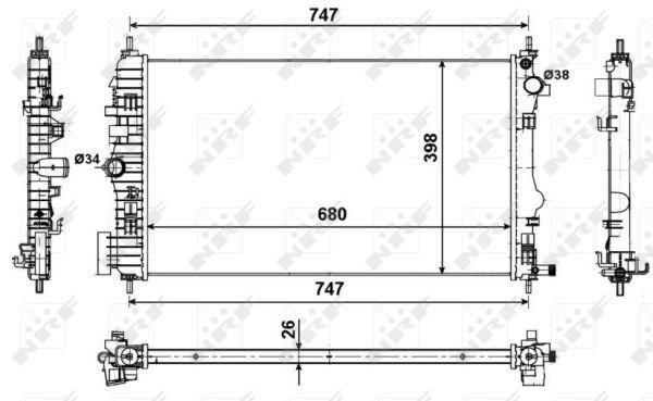 Radiador, refrigeración del motor NRF B.V. ref. 53774