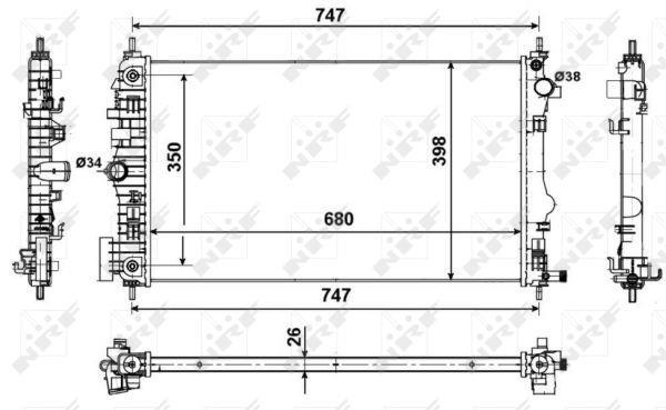 Radiador, refrigeración del motor NRF B.V. ref. 53775
