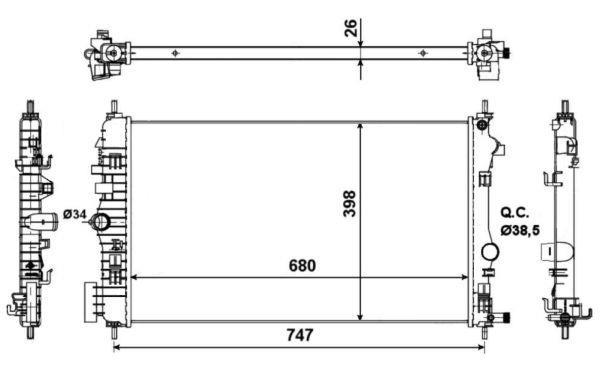 Radiador, refrigeración del motor NRF B.V. ref. 53776