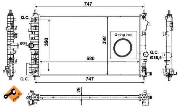Radiador, refrigeración del motor NRF B.V. ref. 53777