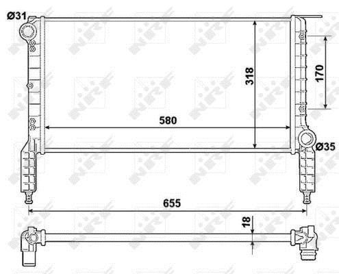 Radiador, refrigeración del motor NRF B.V. ref. 53788