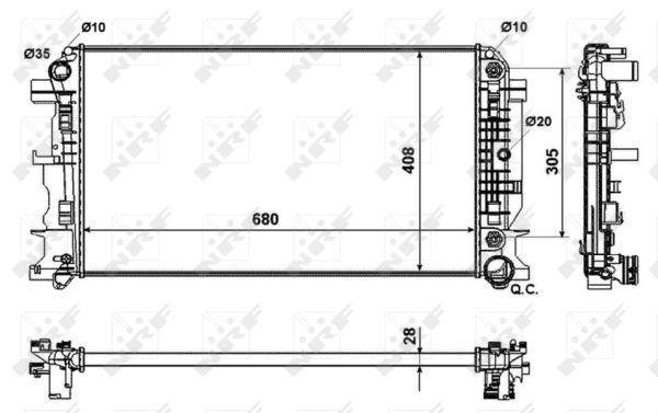 Radiador, refrigeración del motor NRF B.V. ref. 53833