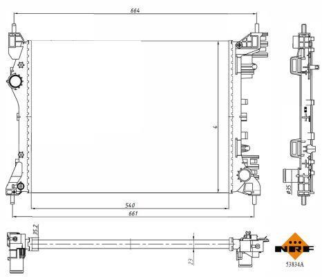 Radiateur moteur (Radiateur de refroidissement) NRF B.V. 53834A
