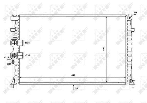 Radiador, refrigeración del motor NRF B.V. ref. 53842