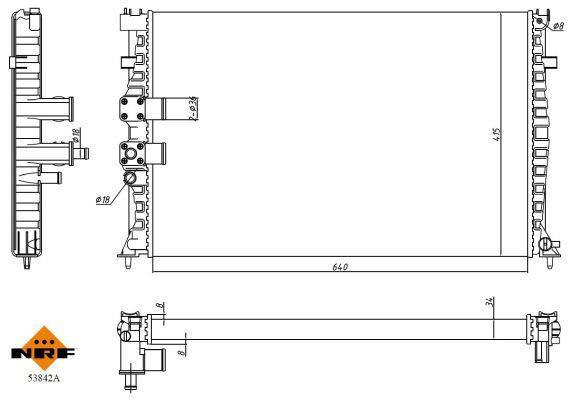 Radiateur moteur (Radiateur de refroidissement) NRF B.V. ref. 53842A