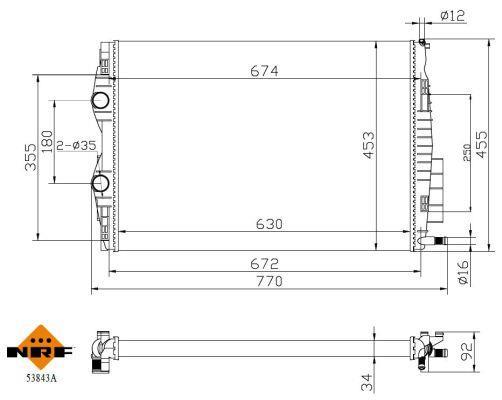Radiateur moteur (Radiateur de refroidissement) NRF B.V. 53843A