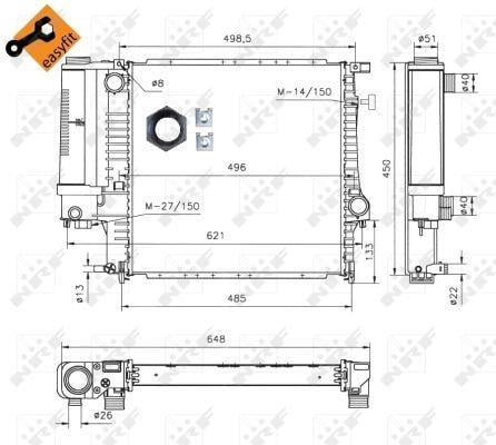 Radiador, refrigeración del motor NRF B.V. ref. 53849