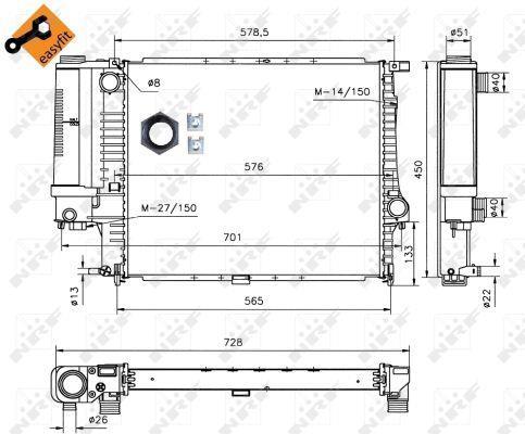 Radiador, refrigeración del motor NRF B.V. ref. 53852