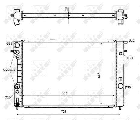 Radiador, refrigeración del motor NRF B.V. ref. 53871