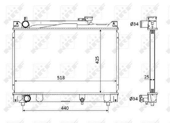 Radiador, refrigeración del motor NRF B.V. ref. 53882