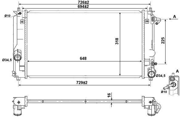 Radiador, refrigeración del motor NRF B.V. ref. 53894