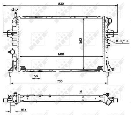 Radiador, refrigeración del motor NRF B.V. ref. 53898