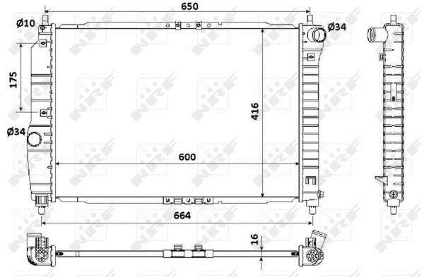 Radiateur moteur (Radiateur de refroidissement) NRF B.V. ref. 53902