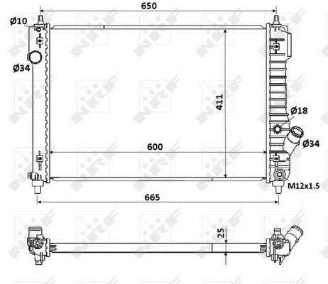 Radiador, refrigeración del motor NRF B.V. ref. 53903