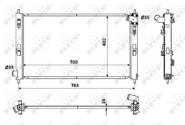 Radiador, refrigeración del motor NRF B.V. ref. 53906