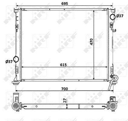 Radiador, refrigeración del motor NRF B.V. ref. 53928
