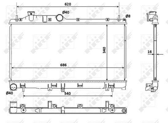 Radiador, refrigeración del motor NRF B.V. ref. 53929