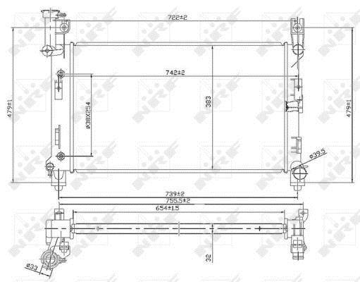 Radiador, refrigeración del motor NRF B.V. ref. 53952