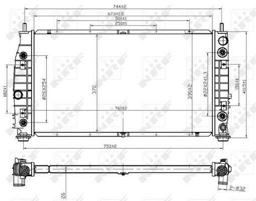 Radiador, refrigeración del motor NRF B.V. ref. 53954