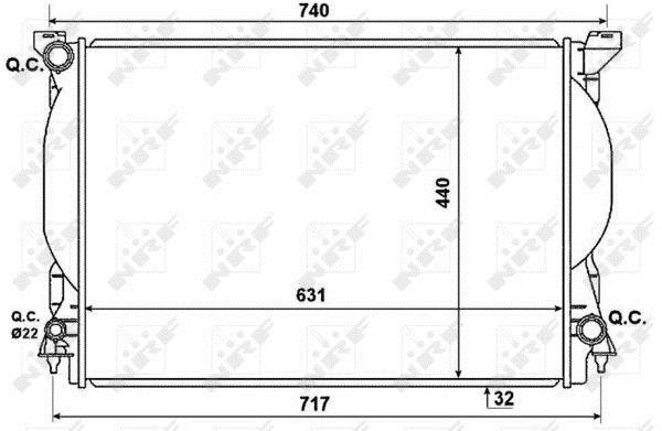 Radiador, refrigeración del motor NRF B.V. ref. 53957