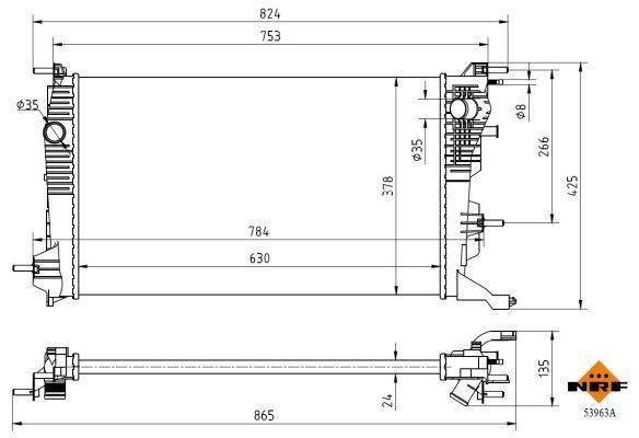 Radiateur moteur (Radiateur de refroidissement) NRF B.V. 53963A